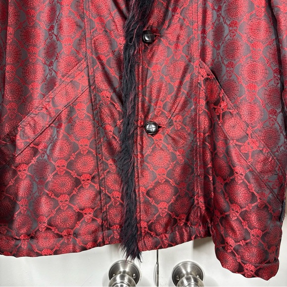 Vtg Dragonfly Clothing Women’s M Skull Spider Pimp Jacket Fur Satin Gothic - Picture 3 of 13